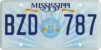 MS license plate BZD787