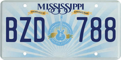 MS license plate BZD788