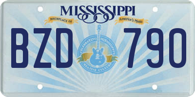MS license plate BZD790
