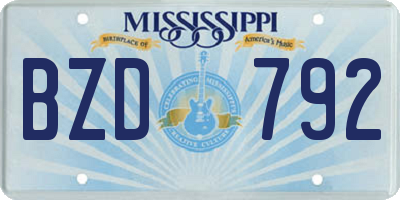 MS license plate BZD792