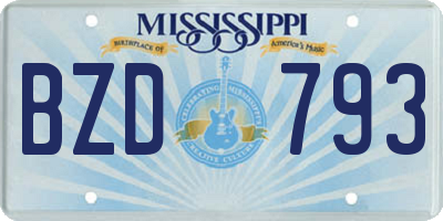 MS license plate BZD793