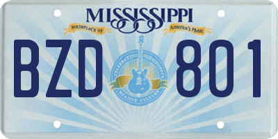 MS license plate BZD801