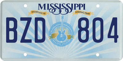 MS license plate BZD804