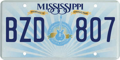 MS license plate BZD807