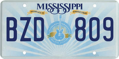 MS license plate BZD809