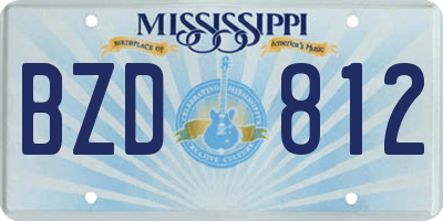 MS license plate BZD812