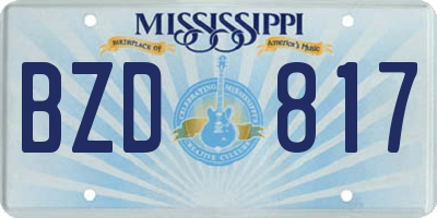 MS license plate BZD817