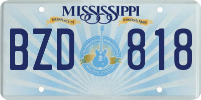 MS license plate BZD818