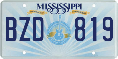 MS license plate BZD819