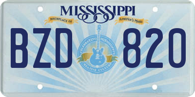 MS license plate BZD820