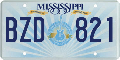 MS license plate BZD821