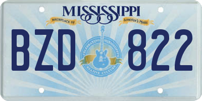 MS license plate BZD822