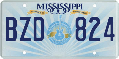 MS license plate BZD824