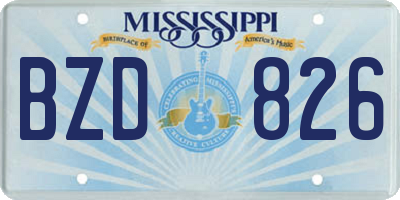 MS license plate BZD826
