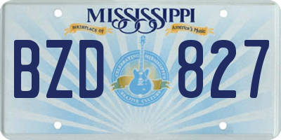 MS license plate BZD827
