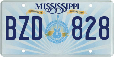 MS license plate BZD828