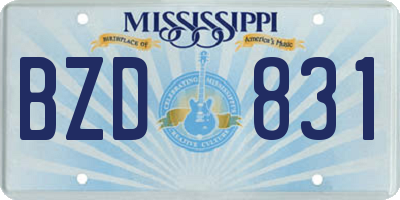 MS license plate BZD831