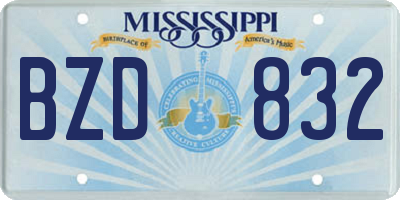 MS license plate BZD832
