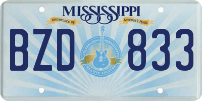MS license plate BZD833