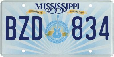 MS license plate BZD834