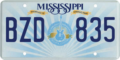 MS license plate BZD835