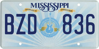 MS license plate BZD836