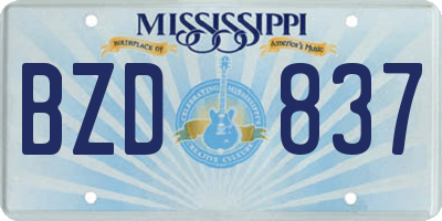 MS license plate BZD837