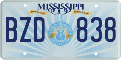 MS license plate BZD838