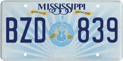 MS license plate BZD839