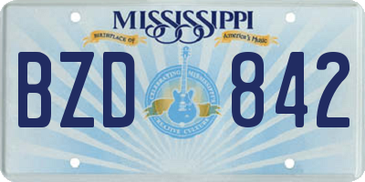 MS license plate BZD842