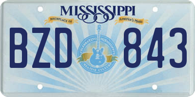 MS license plate BZD843