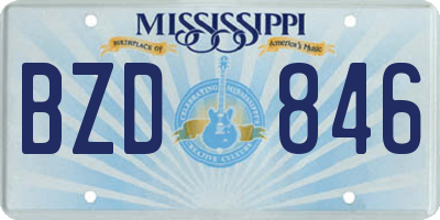 MS license plate BZD846