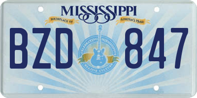 MS license plate BZD847