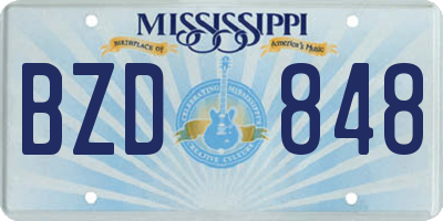 MS license plate BZD848