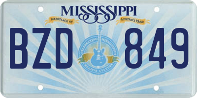 MS license plate BZD849