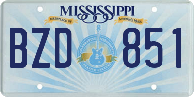 MS license plate BZD851