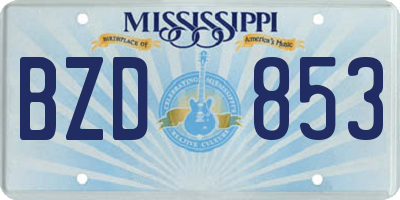 MS license plate BZD853