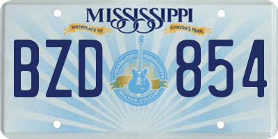 MS license plate BZD854