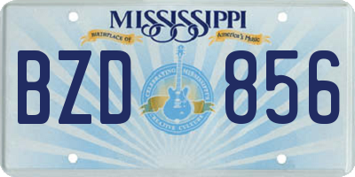 MS license plate BZD856