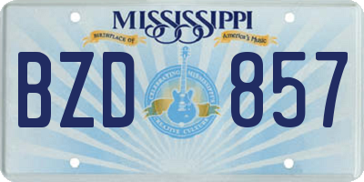 MS license plate BZD857