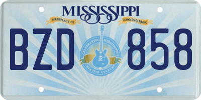 MS license plate BZD858