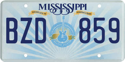 MS license plate BZD859
