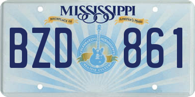 MS license plate BZD861