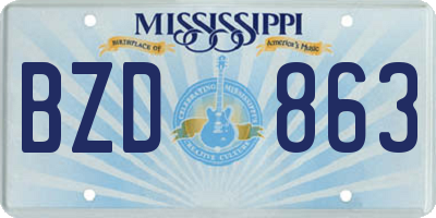 MS license plate BZD863