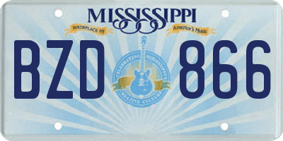 MS license plate BZD866
