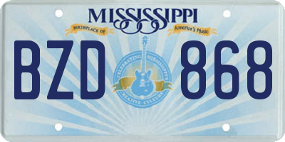 MS license plate BZD868