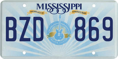 MS license plate BZD869