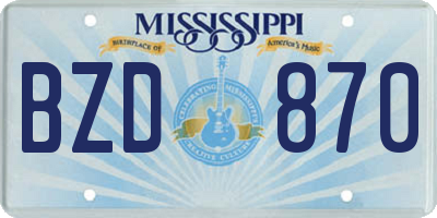MS license plate BZD870