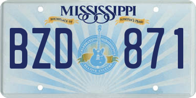 MS license plate BZD871