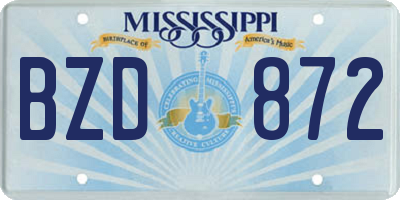 MS license plate BZD872